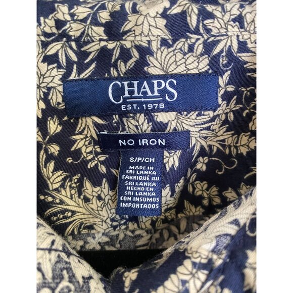 Chaps Blue Womans Blouse Small Cotton Floral‎ Long Sleeve - Picture 3 of 6